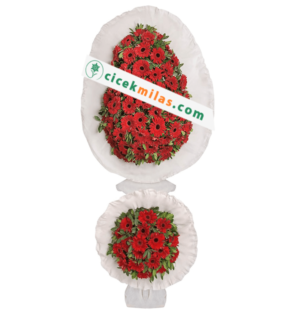 İki Katlı Kırmızı Gerbera Çelenk