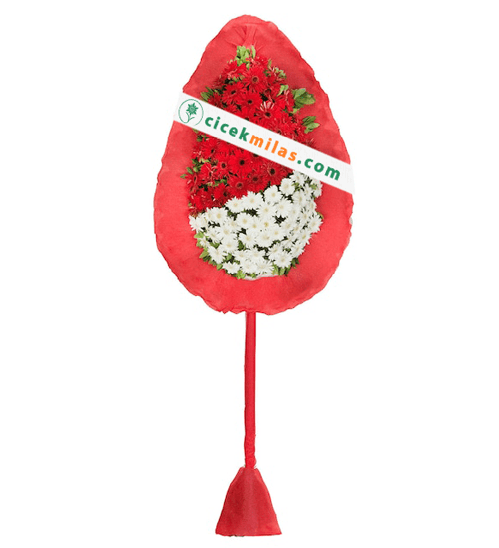 Tek Katlı Kırmızı Ve Beyaz Gerbera Çelenk