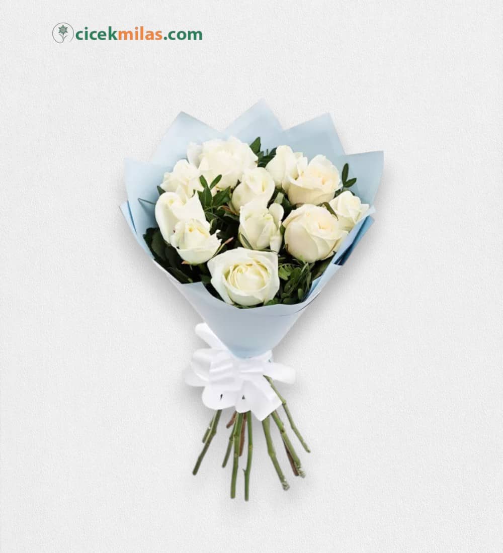 11 Adet Beyaz Gül Buketi