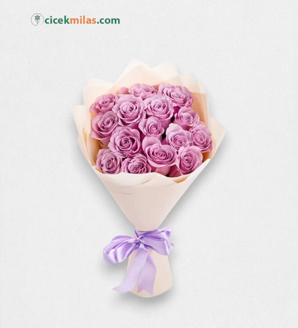 15 Adet Lila Gül Buketi