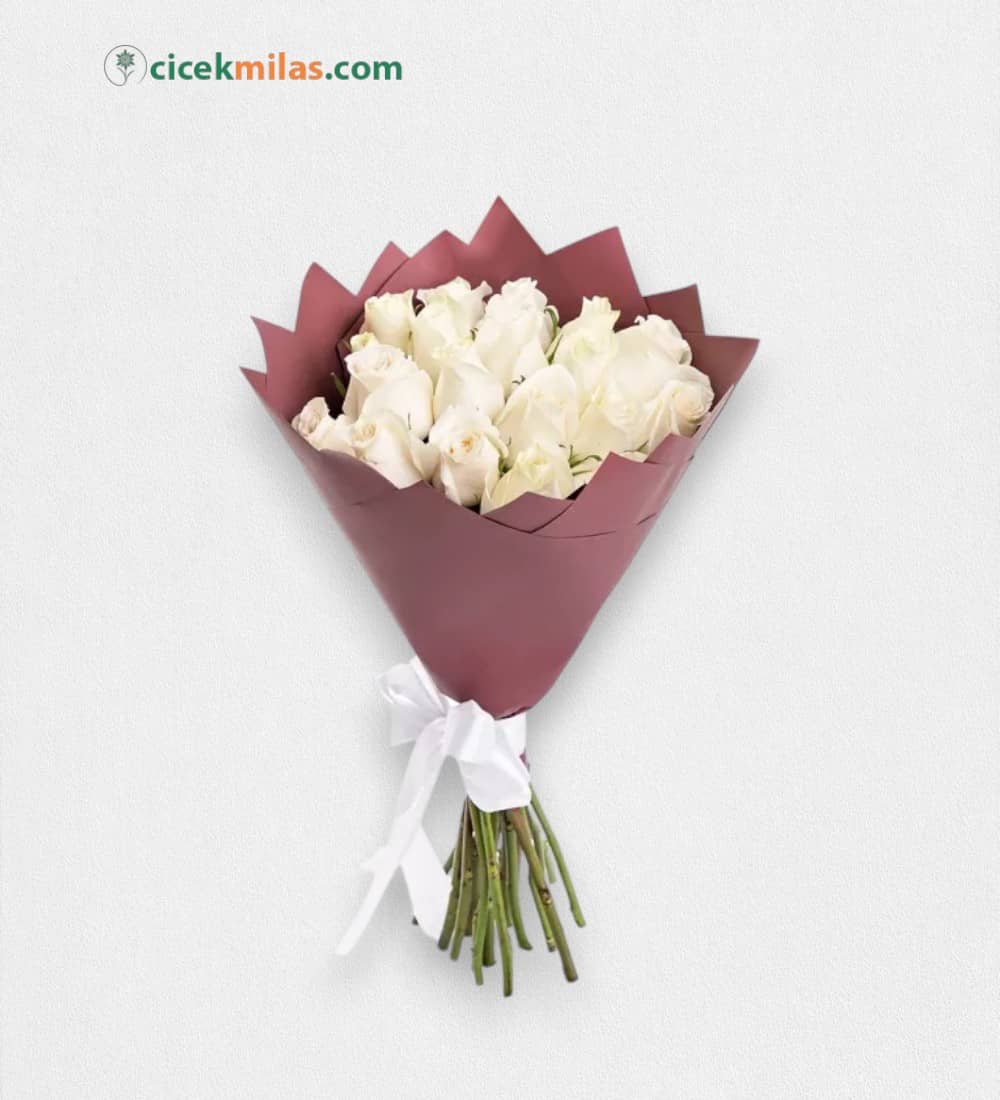 19 Adet Beyaz Gül Buketi