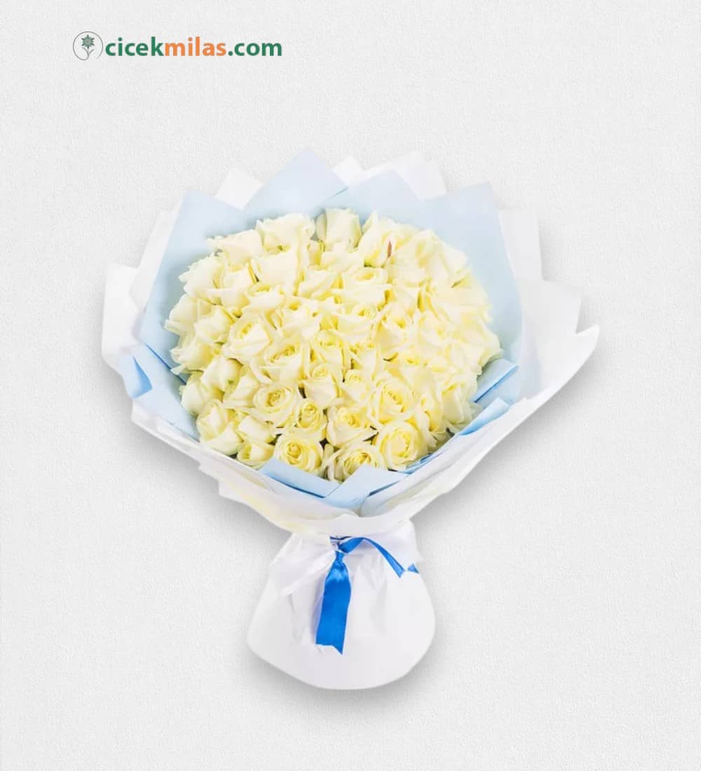 51 Adet Beyaz Gül Buketi