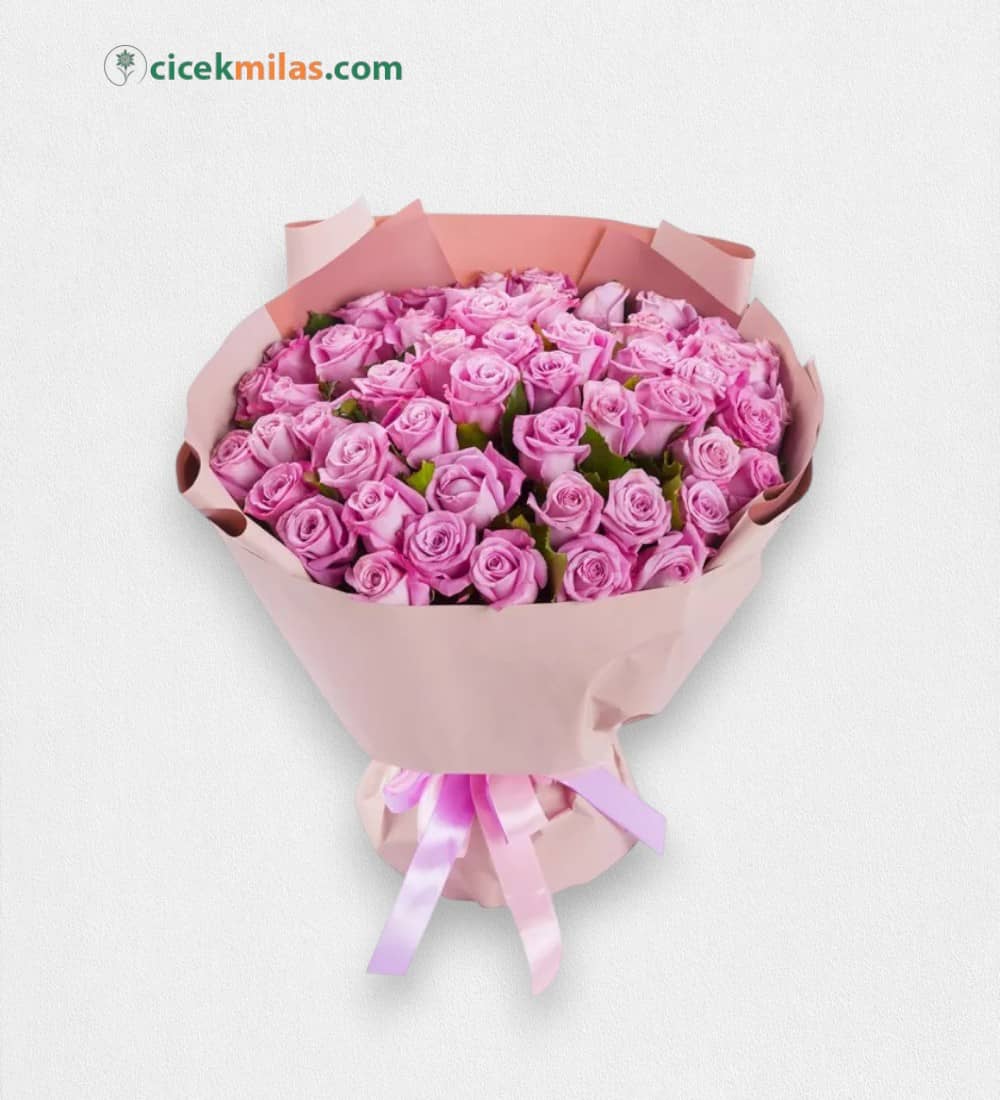 51 Adet Lila Gül Buketi