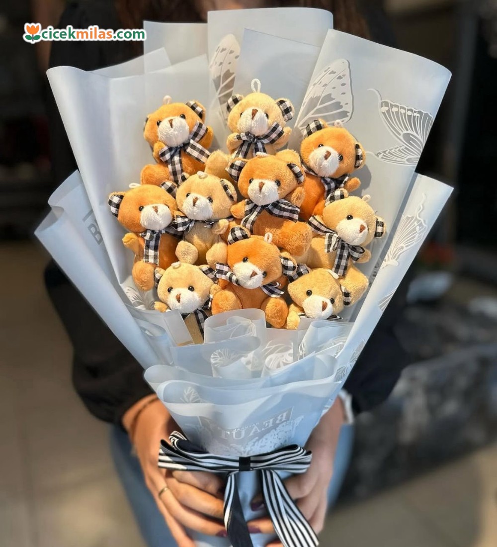 10 Adet Kahverengi Ayıcık Buketi