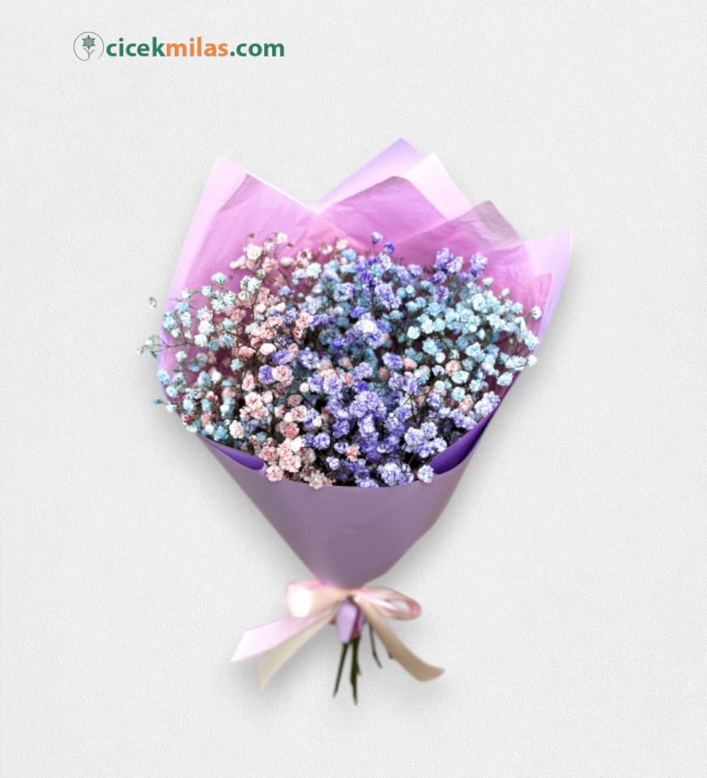 Mavi Mor Somon Cipso Buketi